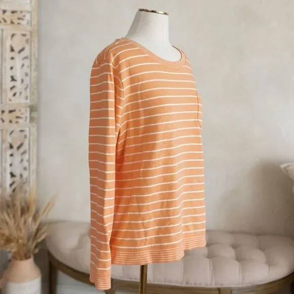 Women’s Talbots Orange and White Long Sleeve Top size L - Picture 1 of 12